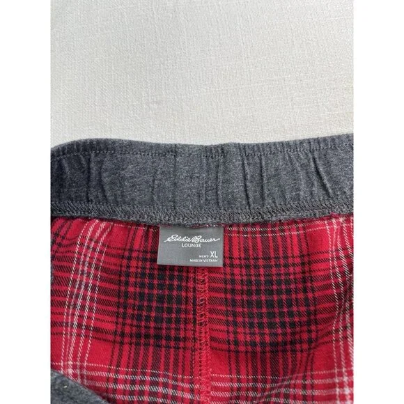 Eddie Bauer Pajama Pants Mens Size XL Red Plaid Flannel Pull‎ On Lounge - Picture 3 of 7